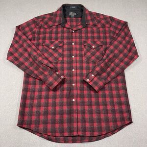 Pendleton Shirt Mens Medium Red Canyon Wool Flannel Western Pearl Snap Outdoors